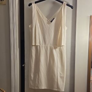 Women Cream V-Neck Mini Dress By Express